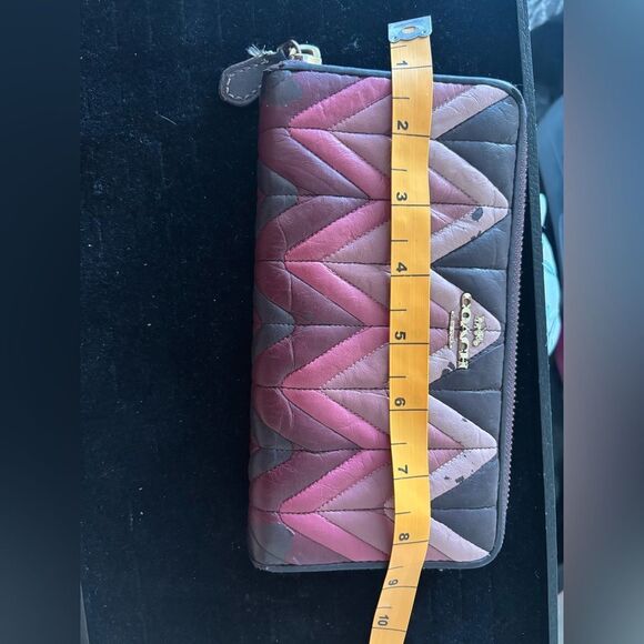 Coach Wallet Quilted handbag I’d coin purse Oxblood ACCORDION ZIP OMBRE F31954) - Picture 10 of 11